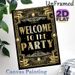 Art Deco Welcome Party Painting Poster, Luxury Gold & Black Vintage Ornate Style Poster, Elegant Party Greeting Decor Ideal For Party Venues And_maomaolike.com