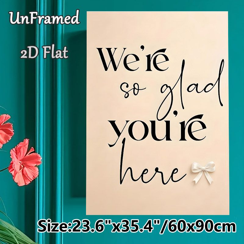 Welcome Quote Painting Poster, Elegant Mixed-font Calligraphic Text With Delicate Bow Accent Poster, Warm Welcoming Decor, Ideal For Entryway, Living_maomaolike.com