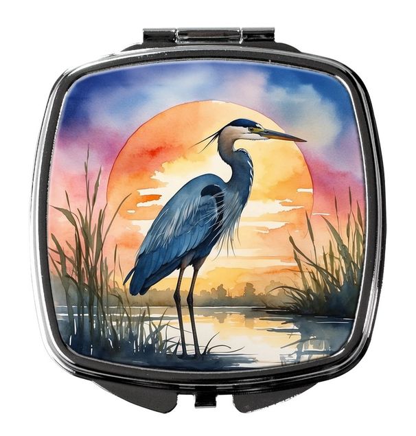 Blue Heron Setting Sun Compact Mirror Decorative Travel Makeup Mirror For Women Girls Gifts Pocket Makeup Mirror Folding Handheld_maomaolike.com