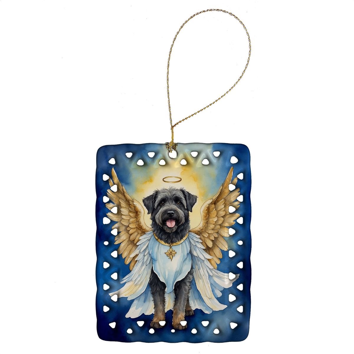 Bouvier Des Flandres My Angel Porcelain Ornament Christmas Tree Hanging Decorations For Home Christmas Holiday, Rectangle, Gift, Multicolor_maomaolike.com