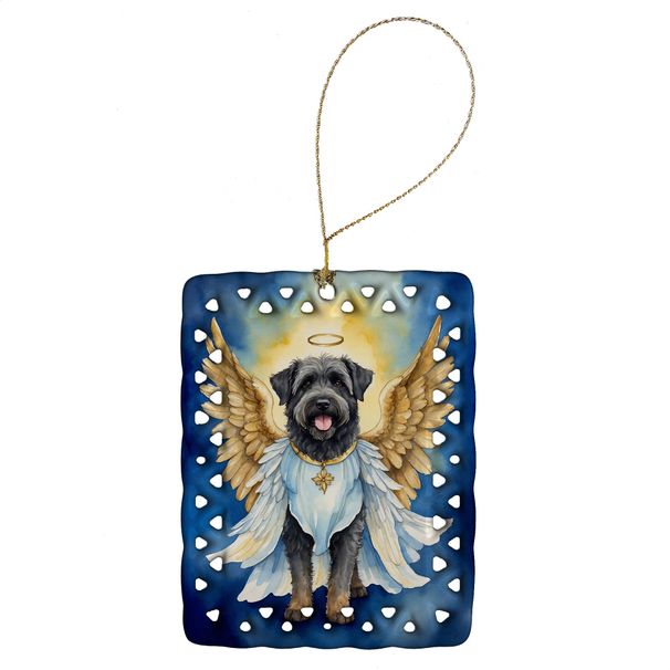 Bouvier Des Flandres My Angel Porcelain Ornament Christmas Tree Hanging Decorations For Home Christmas Holiday, Rectangle, Gift, Multicolor_maomaolike.com