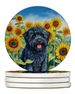 Puli In Sunflowers Large Sandstone Coasters Pack Of 4 Absorbent Round Coasters Decor Gifts For Men Or Women, 4 In, Multicolor_maomaolike.com