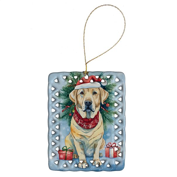 Yellow Labrador Retriever Christmas Porcelain Ornament Christmas Tree Hanging Decorations For Home Christmas Holiday, Rectangle, Gift, Multicolor_maomaolike.com