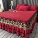 Crystal Quilted Lace Skirt Single Piece Thickened Warm Coral Milk Velvet Bed Non-Slip Mattress Cover Dustproof_maomaolike.com
