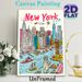 New York City Skyline Painting Poster, Vibrant Cartoon-style Urban Scene Poster, Showcases Iconic Landmarks, Adds Lively City Atmosphere, Ideal For_maomaolike.com