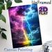 Rainbow Lightning Storm Painting Poster, Vibrant Dreamy Thunderstorm Over Ocean Scene Poster, Eye-catching Atmospheric Decor For Living Room, Bedroom_maomaolike.com