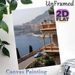 Coastal City & Vintage Car Painting Poster, Serene Scenic Bay & Ornate Architecture Poster, Elegant Coastal Urban Landscape Adds Tranquil Vibe, Ideal_maomaolike.com