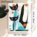 Abstract Cats Painting Poster, Stylized Mid-Century Modern Poster, Vibrant Color-blocked Twin Cat Artwork, Ideal For Living Room, Bedroom Wall Decor_maomaolike.com