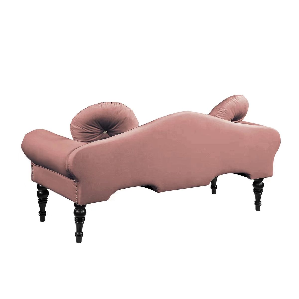 54"Width Modern Velvet Upholstered Loveseat Sofa Accent Bedside Entryway Bench Small Sofa 2 Seater Couch Settee For Living Room Bedroom Nail Head Trimming With Wood Legs 2 Pillows,Dark Pink_maomaolike.com