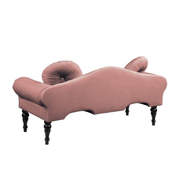 54"Width Modern Velvet Upholstered Loveseat Sofa Accent Bedside Entryway Bench Small Sofa 2 Seater Couch Settee For Living Room Bedroom Nail Head Trimming With Wood Legs 2 Pillows,Dark Pink_maomaolike.com