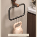 Suction Cup Walnut Wood Vintage Style Household Bathroom Towel Ring No-Drill Wall-Mounted Storage Rack_maomaolike.com