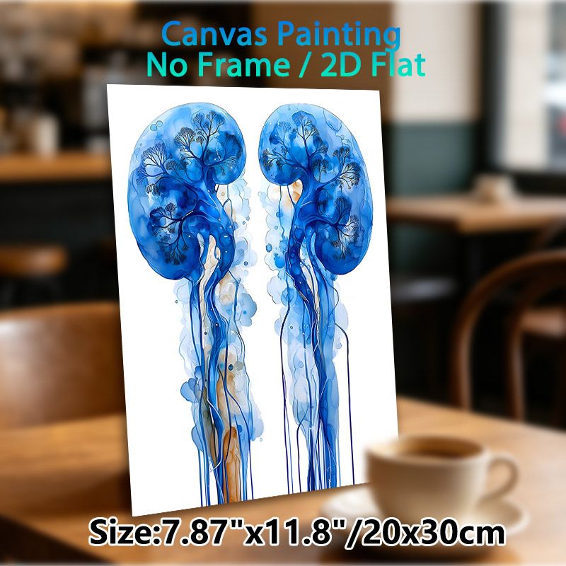 Kidney-Tree Fusion Anatomy Painting Poster, Vibrant Watercolor-style Blue Artistic Organ-Tree Poster, Unique Anatomical Artwork Ideal For Medical_maomaolike.com