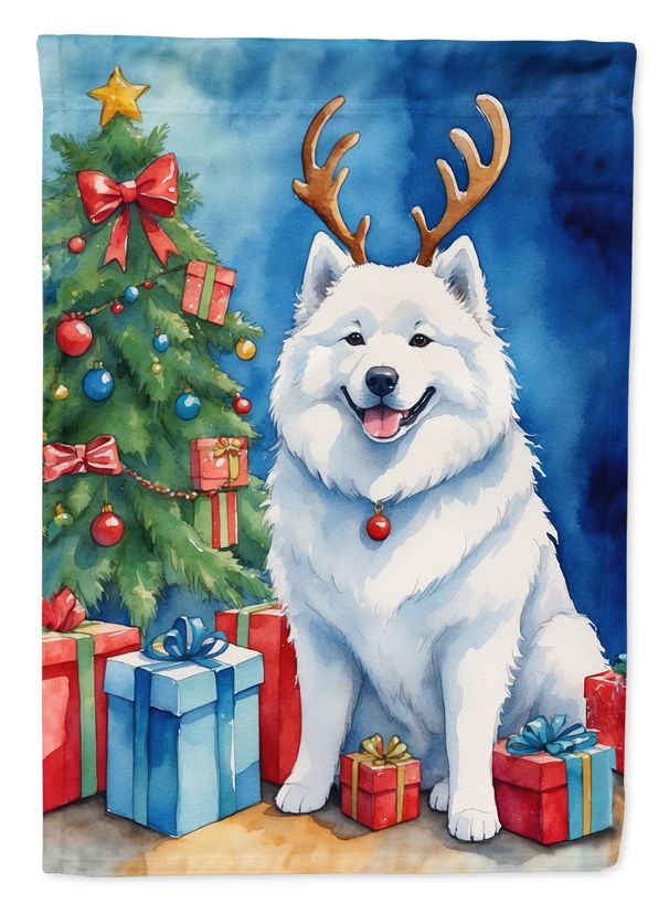 Samoyed Christmas Reindeer Garden Flag Mailbox Flag Decorative Yard Flag Banner Outside Patio Artwork Yard Flower Beds, Garden Size, Multicolor_maomaolike.com