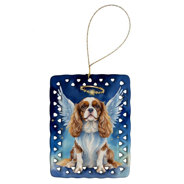 Cavalier Spaniel My Angel Porcelain Ornament Christmas Tree Hanging Decorations For Home Christmas Holiday, Rectangle, Gift, Multicolor_maomaolike.com