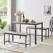 Industrial Dining Table Set With 2 Benches, Grey And Black Kitchen Counter Table For Breakfast, Living Room, Party Room, 43.3"L X 23.6"W X 29.9"H_maomaolike.com