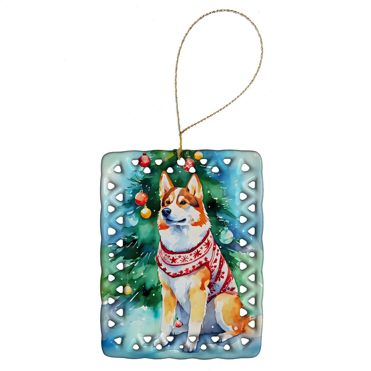 Siberian Husky Christmas Porcelain Ornament Christmas Tree Hanging Decorations For Home Christmas Holiday, Rectangle, Gift, Multicolor_maomaolike.com