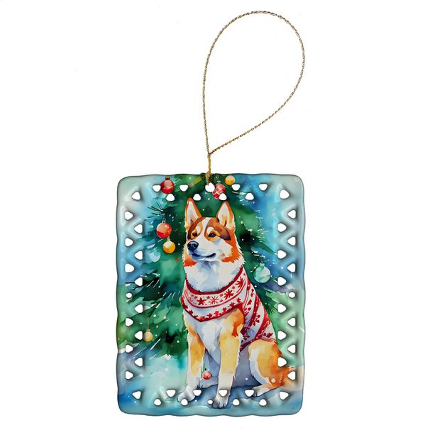 Siberian Husky Christmas Porcelain Ornament Christmas Tree Hanging Decorations For Home Christmas Holiday, Rectangle, Gift, Multicolor_maomaolike.com