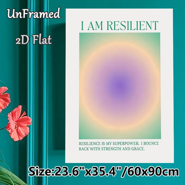 Resilience Affirmation Painting Poster, Soft Gradient Color Circular Poster, Inspirational Positive Statement To Boost Mental Wellness, Ideal For_maomaolike.com
