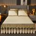 European Coral Fleece Single Piece Crystal Velvet Non-Slip Thickened Flannel Quilted Sheet Skirt Style Bed Cover_maomaolike.com