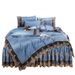 European Style Light Luxury Ice Silk Quilted Bed Skirt Four-Piece Set Satin Duvet Cover Bedspread Silky Lace Trim Bedding_maomaolike.com