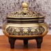 Brass Blooming Three-Legged Indoor Desktop Aromatherapy Lotus Xuan Character Incense Burner Craft Copper Ornament_maomaolike.com
