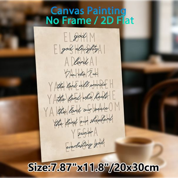 Religious Names Of God Painting Poster, Vintage Neutral-toned Script & Text Art Poster, Inspirational Faith-themed Decor Suitable For Home, Prayer_maomaolike.com