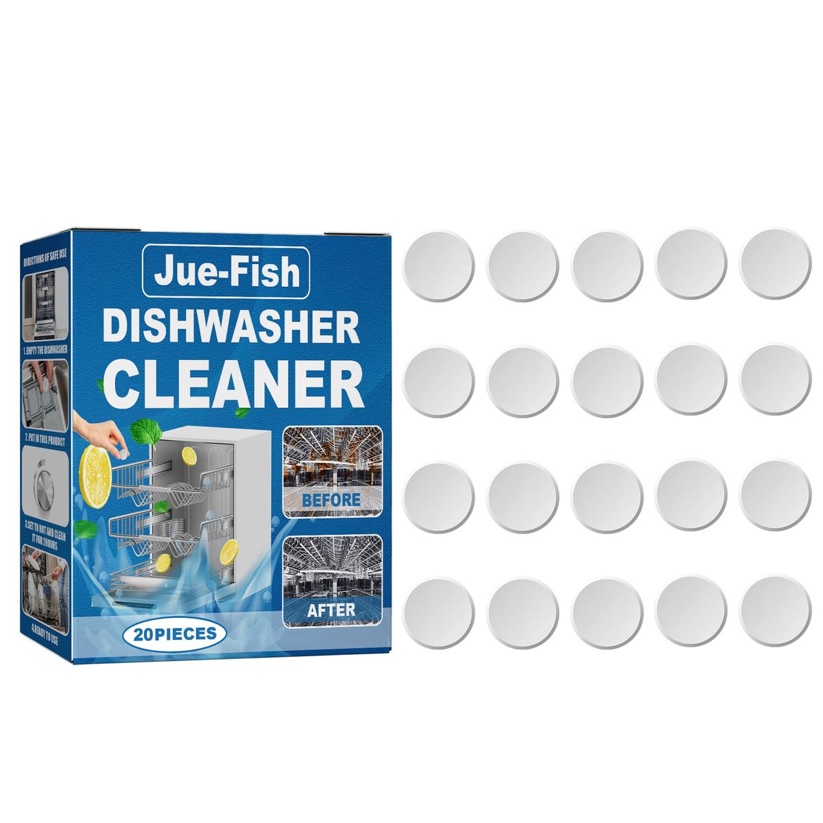 Jue-Fish Dishwasher Cleaning Sheet Desktop Built-In Drawer Dishwasher Cleaning Sheet For Decontamination And Oil Stain Removal_maomaolike.com