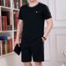 Men's Clothing Middle aged and elderly men's casual suits summer men's short sleeved shorts dad's loose clothes grandfather thin two piece suit_maomaolike.com