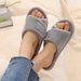 Comwarm Adjustable Fur Fashion Fluffy House Slippers Orthopedic Open Toe Women Cotton Shoes Arch Support_maomaolike.com