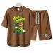 Men's Clothing 2024 Waffle Casual Summer Suit Men's Loose Teen Short sleeved T shirt Shorts Handsome Two piece Suit_maomaolike.com