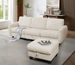 Beige White Corduroy Fabric Sofa With OTTOMAN_maomaolike.com