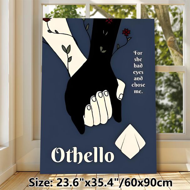 Othello Themed Painting Poster, Stylized Contrasting Hands, Floral Vine & Envelope Illustration Poster, Thought-provoking Literary Quote Design For_maomaolike.com