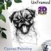 Pug Themed Painting Poster, Bold Sketch-style Black & White Pug Portrait Poster, Unique Artistic Design Ideal For Living Room, Bedroom And Pet Lovers_maomaolike.com