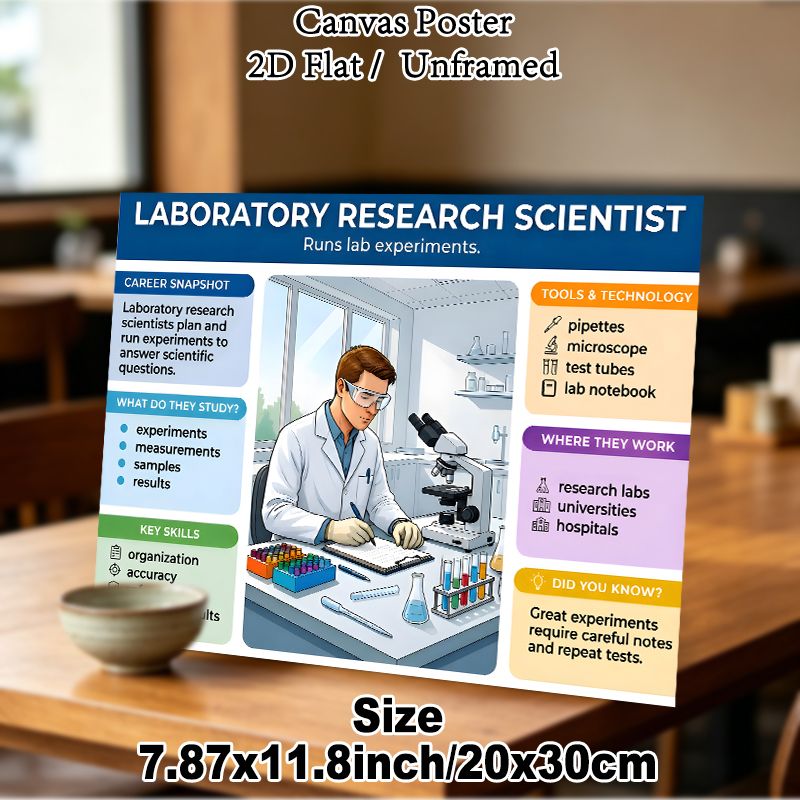 Laboratory Research Scientist Painting Poster, Informative Cartoon-style Lab Scene Poster, Educational Career Guide Suitable For Labs, Offices And_maomaolike.com
