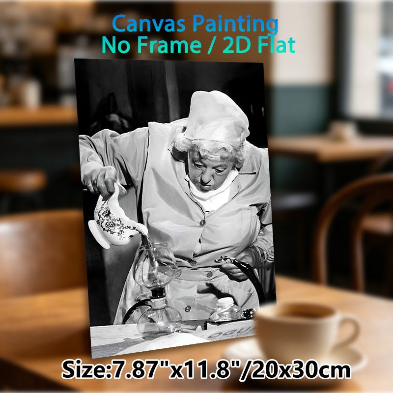 Vintage Female Server Pouring Drink Painting Poster, Classic Black-and-White Retro Scene Poster, Nostalgic Decorative Piece Suitable For Home Bar_maomaolike.com