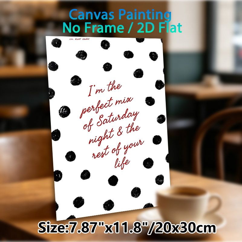 Saturday Night Witty Quote Painting Poster, Stylish Red Handwritten & Black Textured Polka Dot Poster, Playful Relatable Quote Design Ideal For_maomaolike.com