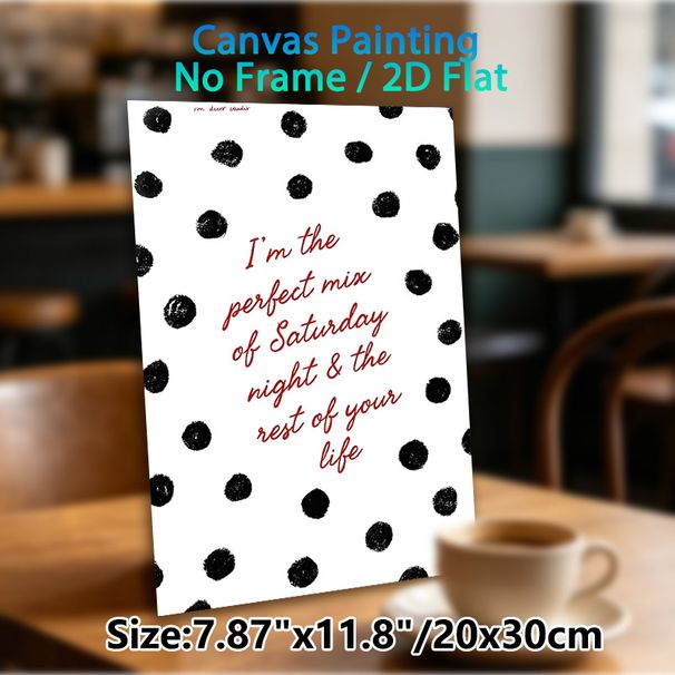 Saturday Night Witty Quote Painting Poster, Stylish Red Handwritten & Black Textured Polka Dot Poster, Playful Relatable Quote Design Ideal For_maomaolike.com