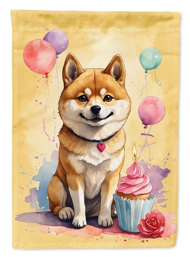 Shiba Inu Happy Birthday Garden Flag Mailbox Flag Decorative Yard Flag Banner Outside Patio Artwork Yard Flower Beds, Garden Size, Multicolor_maomaolike.com