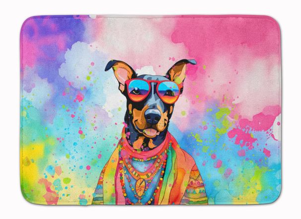 Doberman Pinscher Hippie Dawg Memory Foam Kitchen Mat Machine Washable Anti-Fatigue Mat Cushion Comfort Bath Mat Or Kitchen Rug_maomaolike.com