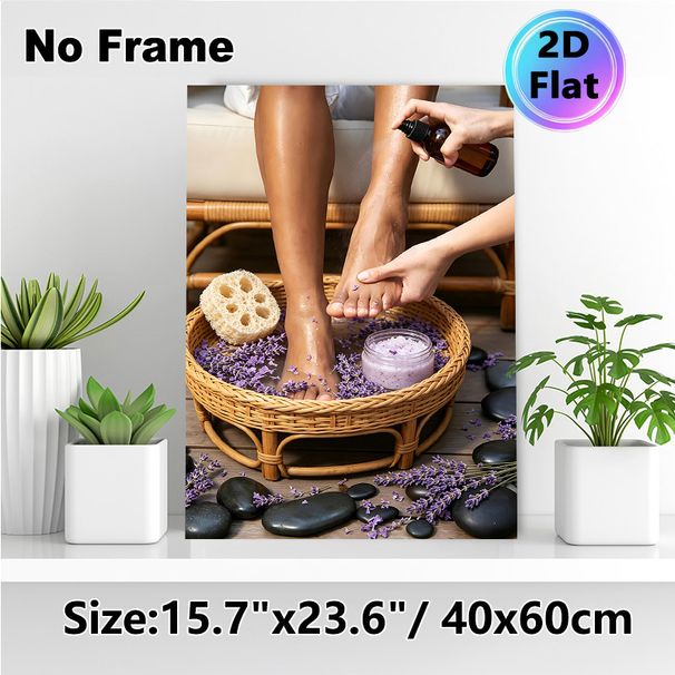 Lavender Foot Spa Painting Poster, Gentle Soothing Foot Care Scene Poster, Calming Wellness Design Brings Tranquil Vibe Ideal For Spa Room, Bedroom_maomaolike.com