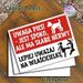 Dog Humorous Warning Painting Poster, Bold Red-and-white Graphic Dog & Funny Figure Scene Poster, Lighthearted Caution Message Ideal For Home_maomaolike.com