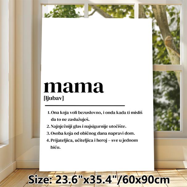 Mama Definition Painting Poster, Minimalist Black-and-white Typographic Poster, Heartfelt Tribute To Mothers, Ideal For Home Bedroom, Living Room Wall_maomaolike.com