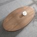 Modern Handcraft Drum Coffee Table Length 43.7 Inch Ellipse Coffee Table For Living Room,Oval Small Coffee Table With Sturdy Pedestal_maomaolike.com