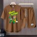 Men's Clothing 2024 Waffle Casual Summer Suit Men's Loose Teen Short sleeved T shirt Shorts Handsome Two piece Suit_maomaolike.com