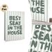 Best Seat In The House Themed Painting Poster, Sage Green Striped Background & Rounded Typography Poster, Playful Text Decor Piece Suitable For_maomaolike.com