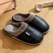 Big Size Winter Casual Men's Slippers Indoor Waterproof PU Leather Home Shoes Fur Flat Warm Fashion Bedroom Houseshoes_maomaolike.com
