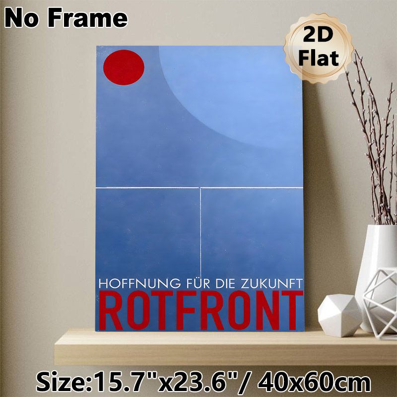 Abstract Geometric Painting Poster, Minimalist Blue-toned Poster With Bold Red Circle & White Lines, Sleek Modern Decor For Living Room, Office Wall_maomaolike.com