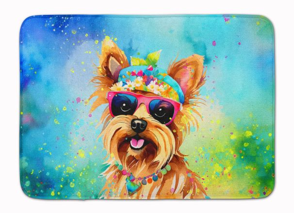 Yorkshire Terrier Hippie Dawg Memory Foam Kitchen Mat Machine Washable Anti-Fatigue Mat Cushion Comfort Bath Mat Or Kitchen Rug_maomaolike.com