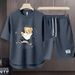 Men's Clothing 2024 Waffle Casual Summer Suit Men's Loose Teen Short sleeved T shirt Shorts Handsome Two piece Suit_maomaolike.com