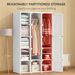 Portable Wardrobe Closet, Folding Clothes Storage Organizer With 8 Cube Compartments, 2 Hanging Rods, 11 Magnet Doors, White_maomaolike.com